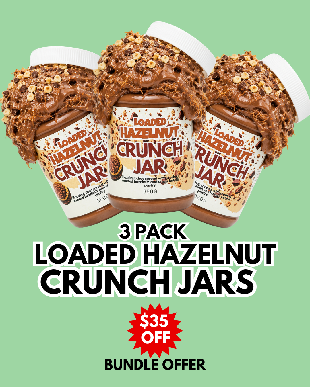 3 Pack Loaded Hazelnut Crunch Jar